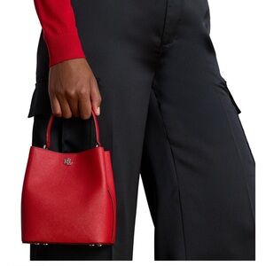 Crosshatch Leather Small Reese Bucket Bag